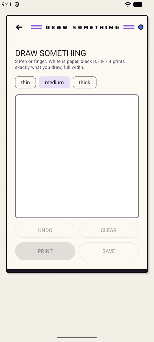 Draw Something canvas with pen sizes