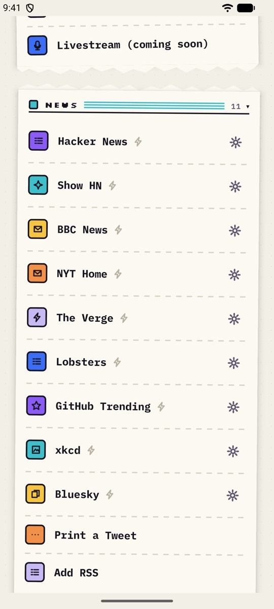 News sources: Hacker News, BBC, xkcd, Bluesky and more